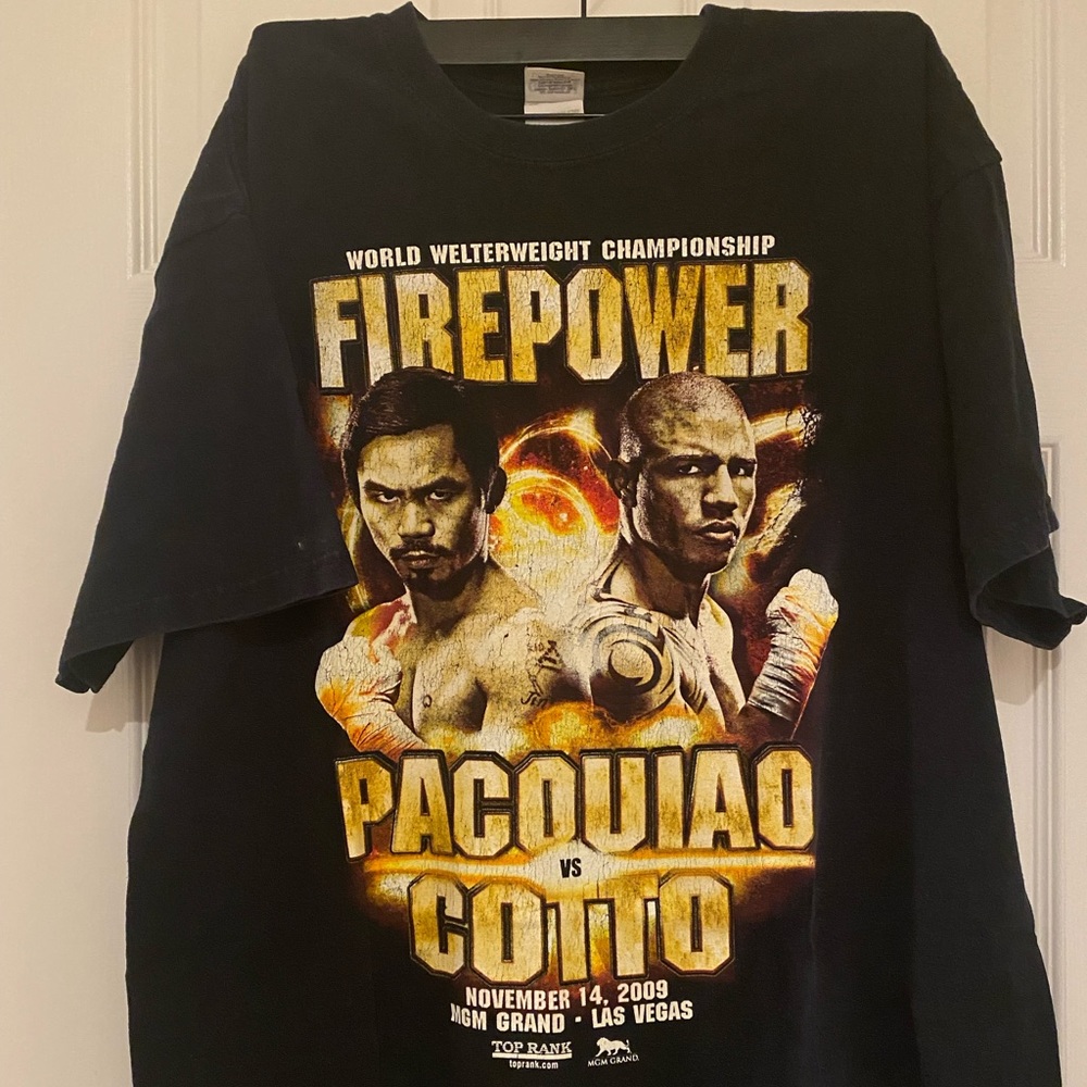 Manny Pacquiao Miguel Cotto XL Vintage original fight shirt 2009 champion boxing